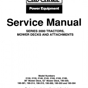 Cub Cadet 2000 Series Service Manual