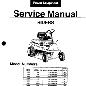 Cub Cadet 526, 802, 804, 830, 1106, 1136 Mower Service Manual