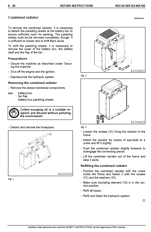 Case Wx145, Wx165 And Wx185 Excavator Service Manual