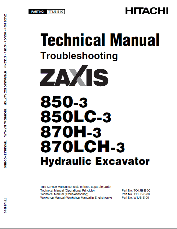 Hitachi Zx850-3 And Zx870h-3 Excavator Service Manual