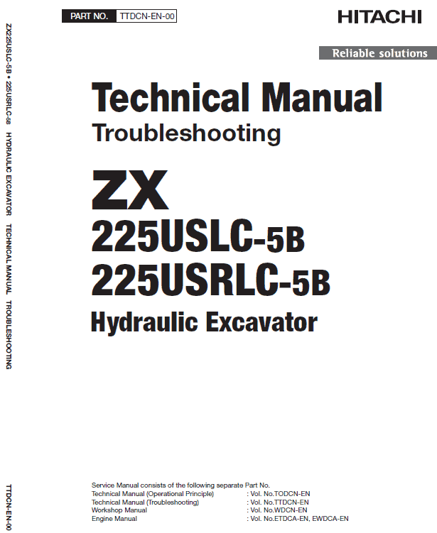 Hitachi Zx225uslc-5b And Zx225usrlc-5b Zaxis Excavator Manual