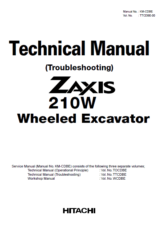 HITACHI ZAXIS ZX210 ZX210W ZX220 ZX220W EXCAVATOR WORKSHOP SERVICE REPAIR MANUAL 