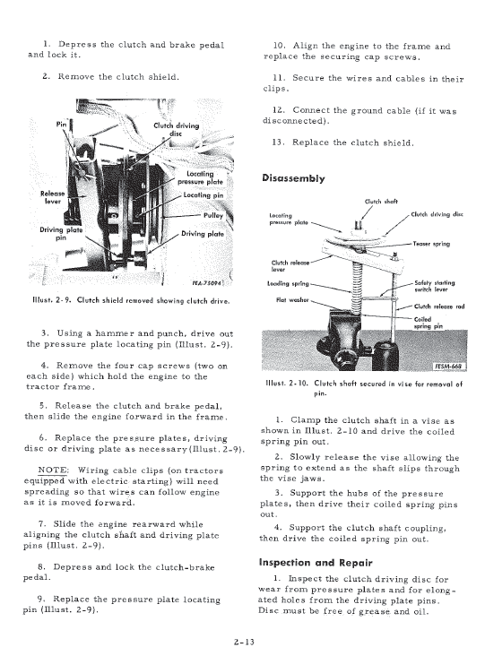 Cub Cadet 71, 102, 122 And 123 Tractor Service Manual