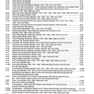 Cub Cadet 1860, 1862 And 1882 Service Manual