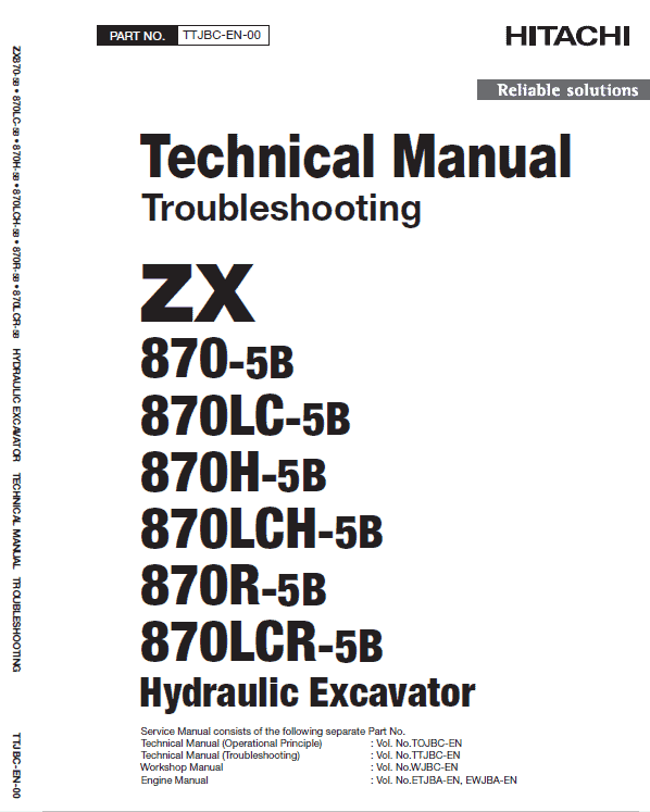 Hitachi Zx870-5b Excavator Service Manual
