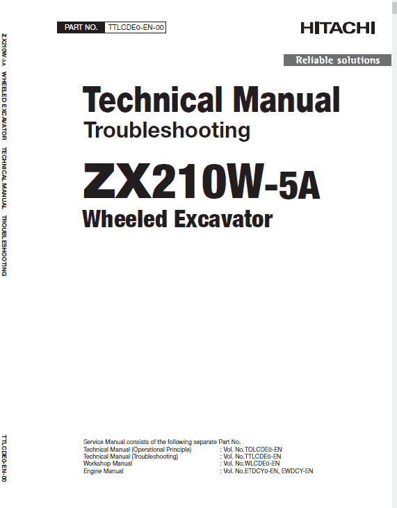 Hitachi Zx210w-5a Zaxis Excavator Manual