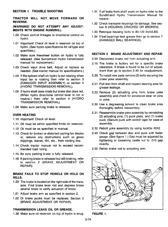 Cub Cadet 1220, 1315, 1320, 1405, 1415, 1420 Tractor Service Manual