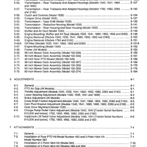 Cub Cadet 1340, 1535, 1541 And 1782 Service Manual