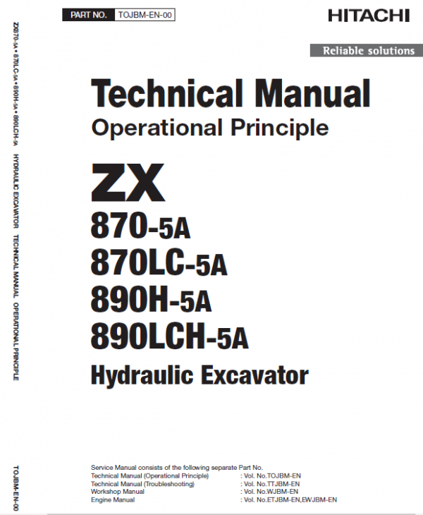 Hitachi Zx870-5a And 890h-5a Excavator Service Manual