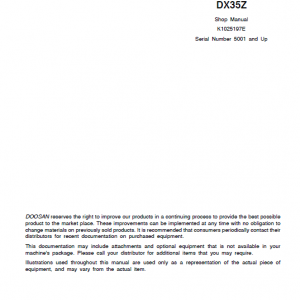 Doosan Dx35z Excavator Service Manual