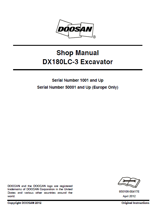 Doosan Dx180lc-3 Excavator Service Manual