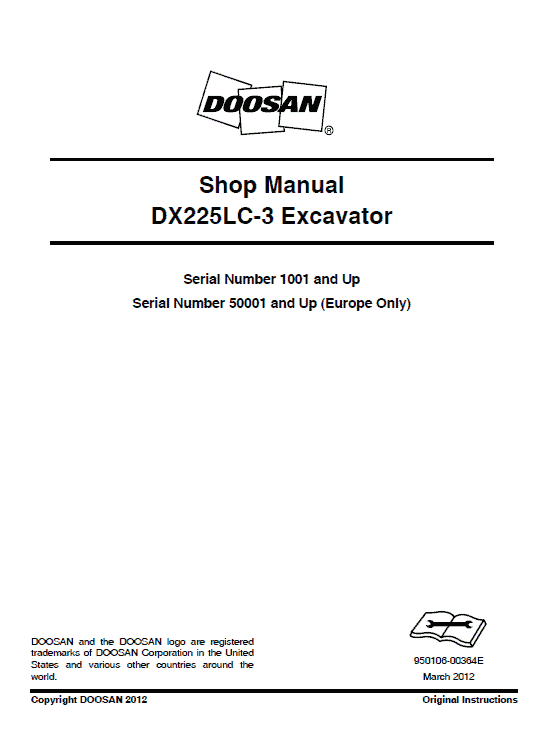 Doosan Dx225lc-3 And Dx255lc-5 Excavator Service Manual