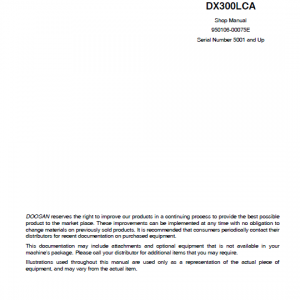 Doosan Dx300lca Excavator Service Manual