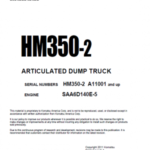 Komatsu Hm350-2 Dump Truck Service Manual
