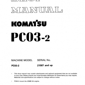 Komatsu Pc03-2 Excavator Service Manual