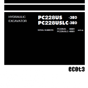 Komatsu Pc2288us-3e0 And Pc2288uslc-3e0 Excavator Manual