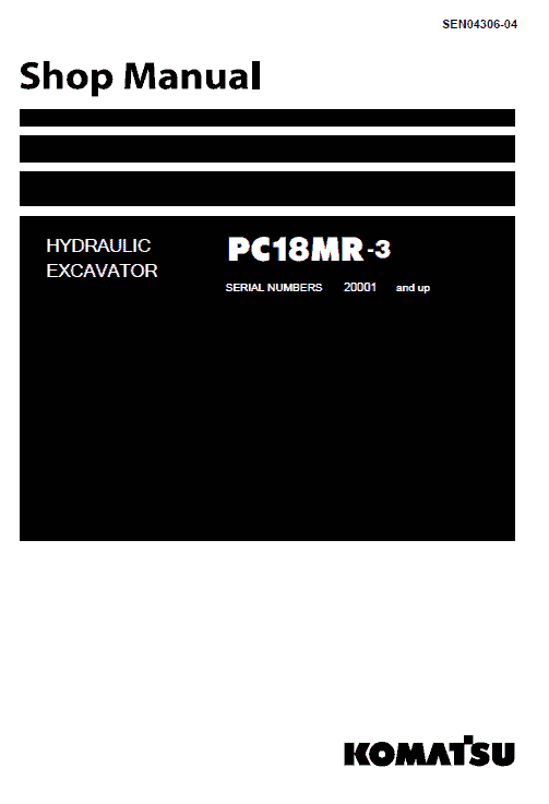 Komatsu Pc18mr-3 Excavator Service Manual