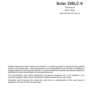 Daewoo Solar S330lc-v Excavator Service Manual