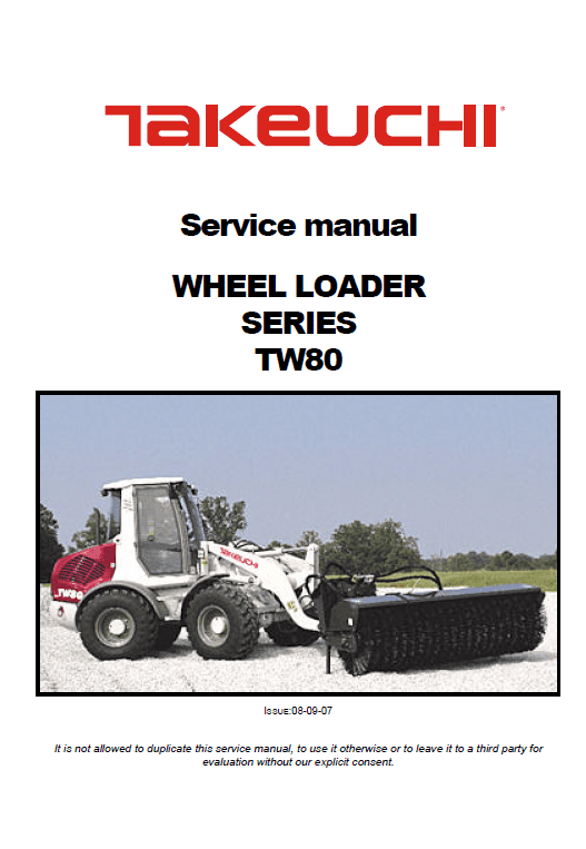 Takeuchi Tw80 Wheel Loader Service Manual