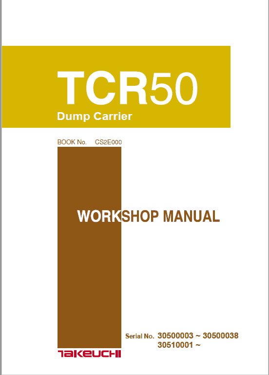 Takeuchih Tcr50 Dump Carrier Service Manual