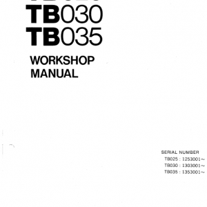 Takeuchi Tb025, Tb030 And Tb035 Excavator Service Manual