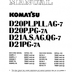 Komatsu D20pl-7, D20pll-7, D20ag-7, D20p-7, D20pg-7a Dozer Manual