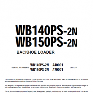 Komatsu Wb140ps-2n And Wb150ps-2n Backhoe Loader Service Manual