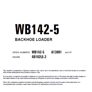 Komatsu Wb142-5 Backhoe Loader Service Manual