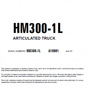 Komatsu Hm300-1l Dump Truck Service Manual