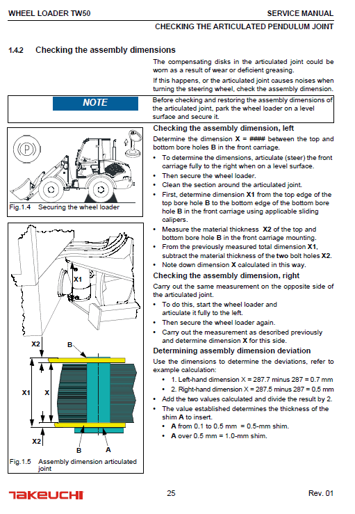 Takeuchi Tw50 Wheel Loader Service Manual