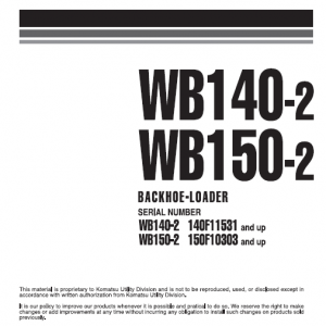 Komatsu Wb140-2 And Wb150-2 Backhoe Loader Service Manual