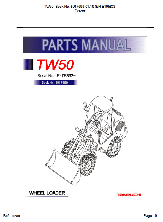 Takeuchi Tw50 Wheel Loader Service Manual