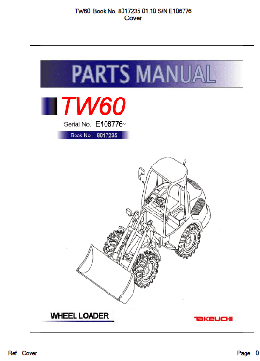 Takeuchi Tw60 Wheel Loader Service Manual