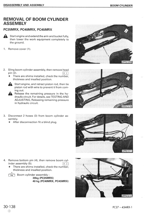 Komatsu Pc40mrx-1, Pc45mrx-1 Excavator Service Manual