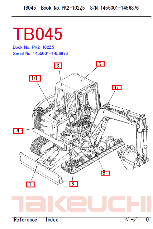 Takeuchi TB045 Mini Digger Service Manual. Workshop