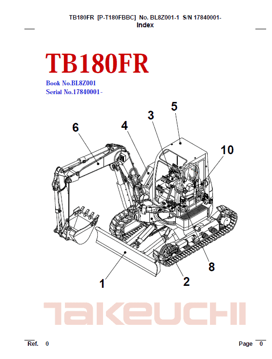 Takeuchi Tb180 Compact Excavator Service Manual