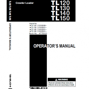 Takeuchi Tl140 Loader Service Manual