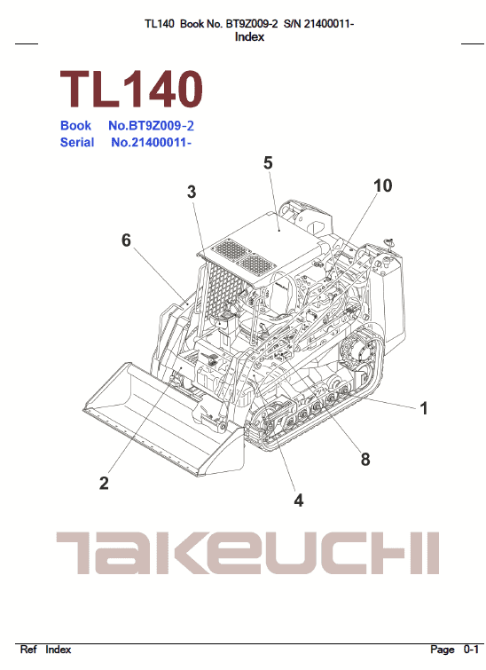 Takeuchi Tl140 Loader Service Manual