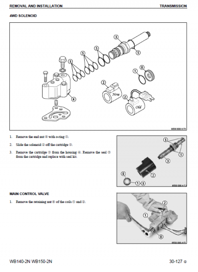 Komatsu WB140-2N and WB150-2N Backhoe Loader Service Manual