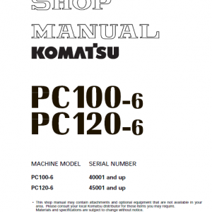 Komatsu Pc100-6, Pc120-6, Pc120lc-6, Pc130-6 Excavator Manual