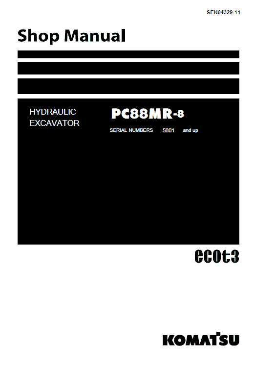 Komatsu Pc88mr-8 Excavator Service Manual