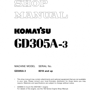 Komatsu Gd305a-3 Motor Grader Service Manual