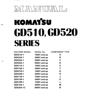 Komatsu Gd521a-1, Gd521r-1, Gd522a-1, Gd523a-1 Motor Grader Manual