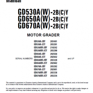 Komatsu Gd530a, Gd650a, Gd670a Series Motor Grader Manual