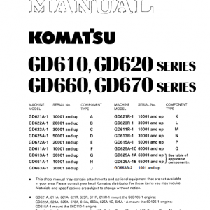 Komatsu Gd621, Gd622, Gd623, Gd625 Motor Grader Service Manual