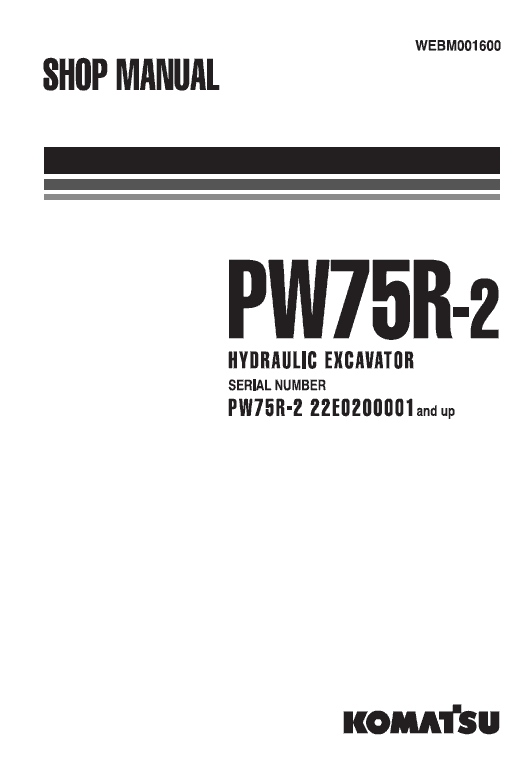 Komatsu Pw75r-2 Excavator Service Manual