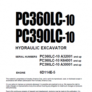 Komatsu Pc360lc-10, Pc390lc-10 Excavator Service Manual