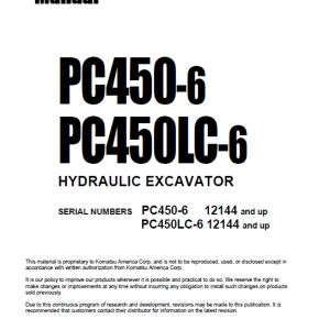 Komatsu Pc450-6, Pc450lc-6, Pc450-6k, Pc450lc-6k Excavator Manual