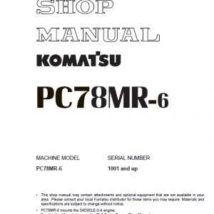 Komatsu Pc78mr-6 Excavator Service Manual