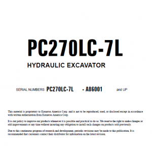 Komatsu Pc270lc-7l Excavator Service Manual